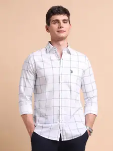 U.S. Polo Assn. Men Classic Fit Windowpane Checked Spread Collar Cotton Casual Shirt
