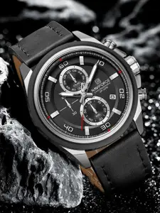 Naviforce Men Dial & Leather Straps Analogue Chronograph Watch NF8075 S/B/B