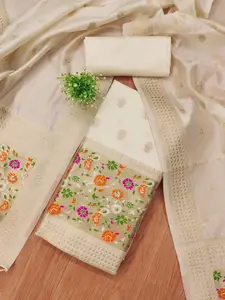 Panzora Ethnic Motifs Woven Design Zari Unstitched Dress Material