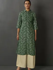 Anouk Women Bandhani Printed Shirt Collar Kurta