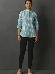 Anouk Women Woven Design Ikat Pure Cotton Kurti