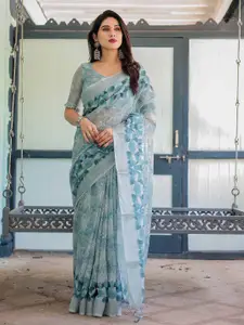 SGF11 Floral Pure Linen Handloom Saree