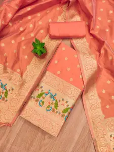 Panzora Ethnic Motifs Woven Design Zari Banarasi Silk Unstitched Dress Material