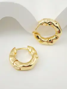 KRENOZ Gold-Plated Textured Circular Hoop Earrings