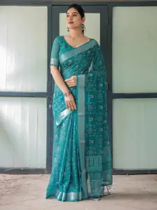 SGF11 Floral Pure Linen Handloom Saree