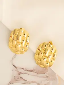 VOGUE PANASH Stainless Steel Gold-Plated Contemporary Oxidised Studs