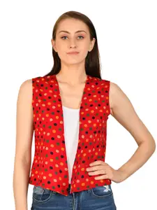 Moda Rapido Printed V-Neck Sleeveless Crop Shrug