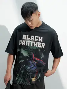 HIGHLANDER Marvel Black Panther Men Oversized Dropshoulder Round Neck Tshirt