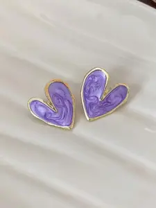 SUBHAGALANKAR Gold-Plated Heart Shaped Enamelled Studs