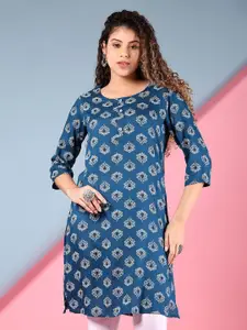 V-Mart Floral Printed Round Neck Straight Kurta