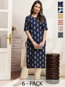 7Threads Women Ethnic Motifs Printed Floral Crepe Kurta