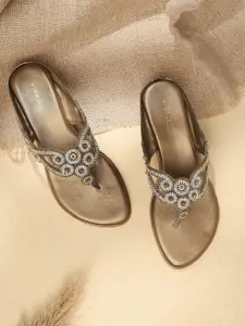 V-WALK Women Embellished Ethnic Open Toe Flats