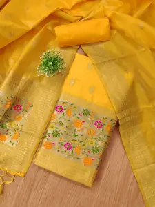 Panzora Ethnic Motifs Woven Design Zari Unstitched Dress Material