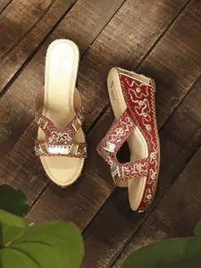 V-WALK Women Embellished Wedge Heel Sandals