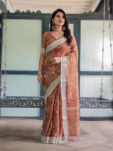 SGF11 Floral Pure Linen Handloom Saree