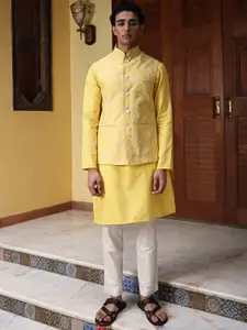 PATR Embroidered Woven Nehru Jacket