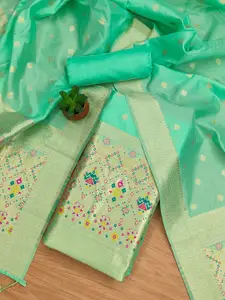 Panzora Ethnic Motifs Woven Design Zari Banarasi Silk Unstitched Dress Material