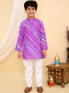 Superminis Boys Leheriya Printed Cotton Kurta with Pyjama