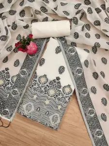 Panzora Ethnic Motifs Woven Design Zari Unstitched Dress Material