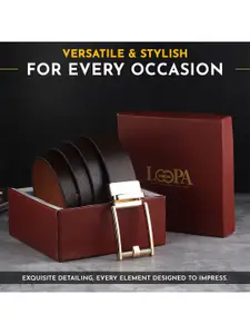 LOOPA Men Textured Leather Reversible Formal Belt
