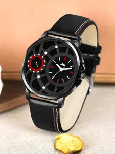 Shocknshop Men Brass Dial Leather Straps Analogue Watch MT42