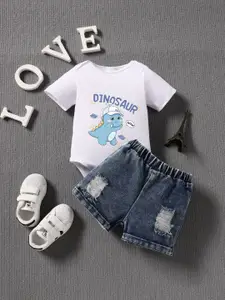 YK Infant Girls Printed Bodysuit & Shorts Clothing Set