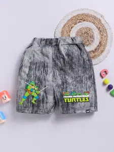 YK X Minute Mirth Boys Mutant Ninja Turtles Printed Regular Shorts