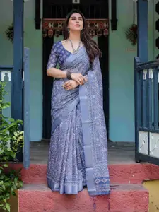 SGF11 Floral Pure Linen Saree