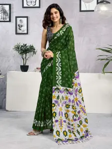 Satrani Bandhani Printed Pure Cotton Ready to Wear Saree With Unstitched Blouse Piece
