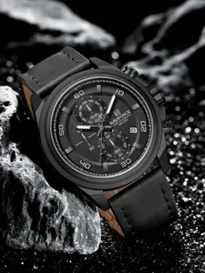 Naviforce Men Dial & Leather Bracelet Style Straps Analogue Chronograph Watch NF8075 B B B
