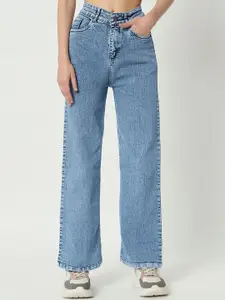 RIVI Women High-Rise Straight Fit Light Fade Stretchable Jeans