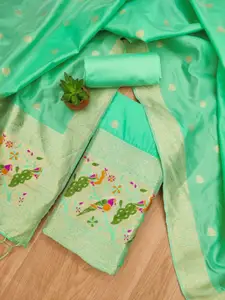 Panzora Ethnic Motifs Woven Design Zari Banarasi Silk Unstitched Dress Material