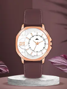 Shocknshop Men Brass Dial & Leather Straps Analogue Watch MT40