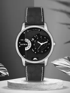 Shocknshop Men Patterned Brass Dial & Leather Straps Analogue Watch MT37