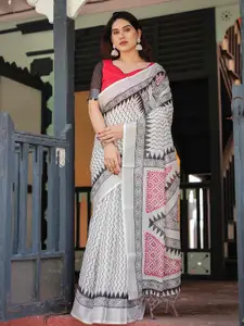 SGF11 Floral Pure Linen Handloom Saree