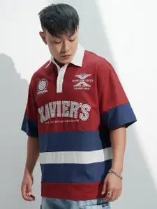 HIGHLANDER Men X-Men Graphic Printed Polo Collar Cotton Oversized T-shirt