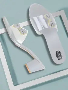 TAYDOL Women Open Toe Embellished Block Sandals