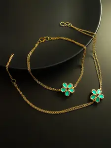 aadita Gold-Plated Artificial Stones Studded Anklet