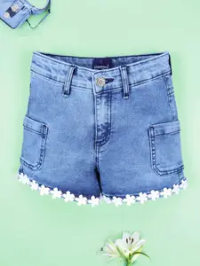 KiddoPanti Girls Regular Fit  Denim Shorts