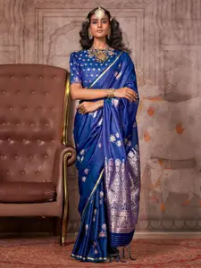 Anouk Ethnic Motifs Zari Satin Designer Gadwal Saree with Matching Blouse