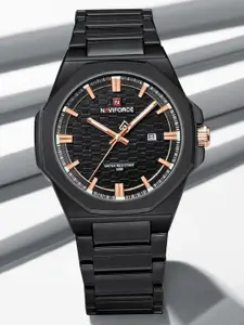 Naviforce Men Dial & Stainless Steel Straps Analogue Date Aperture Watch NF9245 B RG B