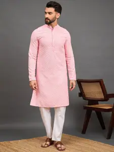 House of Pataudi Men Sequin Embroidered Straight Kurta