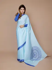 Anouk Floral Satin Designer Freehand Saree