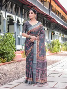 SGF11 Floral Pure Linen Saree