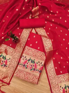 Panzora Ethnic Motifs Woven Design Zari Banarasi Silk Unstitched Dress Material