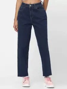 Metronaut Women Classic Baggy Fit Mid-Rise Highly Distressed Jeans