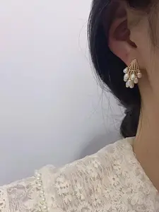 SUBHAGALANKAR Gold-Plated Pearls Beaded Contemporary Studs