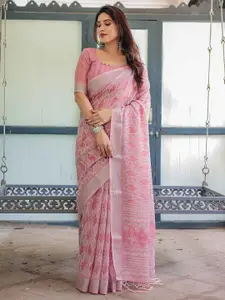SGF11 Abstract Printed Pure Linen Saree