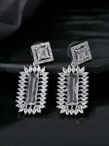 Silvermerc Designs Silver Plated American Diamond Shaped Drop Earrings