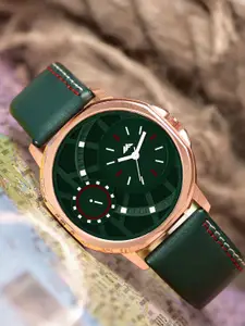 Shocknshop Men Brass Dial & Leather Straps Analogue Watch MT49